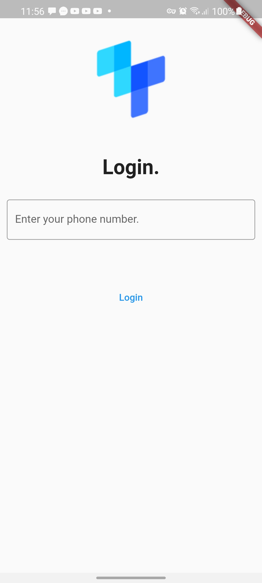 A IDlayr mobile app screen with the tru.ID (IDlayr) logo, text that says 'login' and an input.